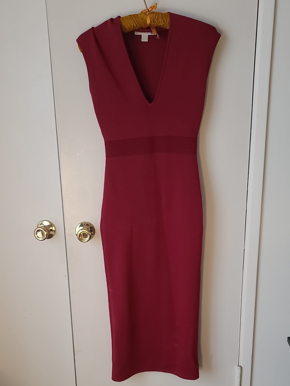 Michael Kors Sleeveless V-Neck Midi Dress in Berry
